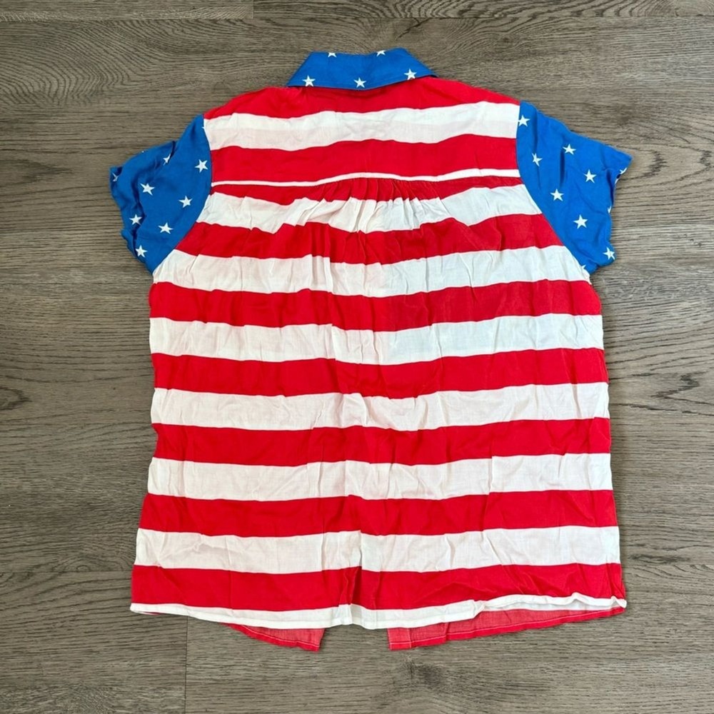 Tipsy Elves American Flag Shirt Small Patriotic 4th of July USA Button Down NWOT - Picture 5 of 11